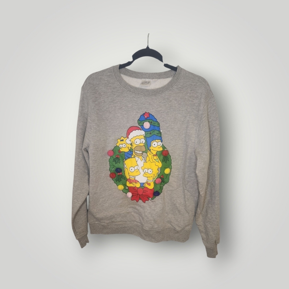 The Simpson festive ugly sweater gray pullover  size L